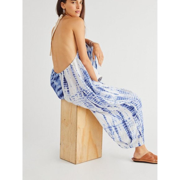 Free People Linen Moody Blues One Piece Halter Jumpsuit - Picture 3 of 11